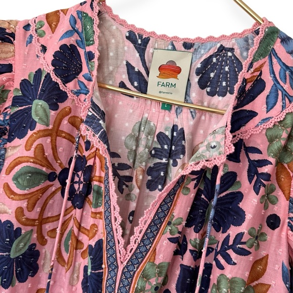 Farm Rio • Seashell Tapestry Short-Sleeve Mini Dress NWOT - Picture 7 of 16